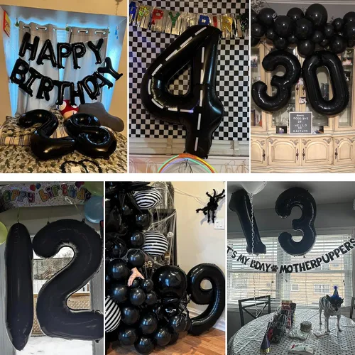 Vista 7 de Globos grandes de 40 pulgadas de números del 0 al 9, globos numéricos para decoración de fiesta de cumpleaños, globos de helio de aluminio