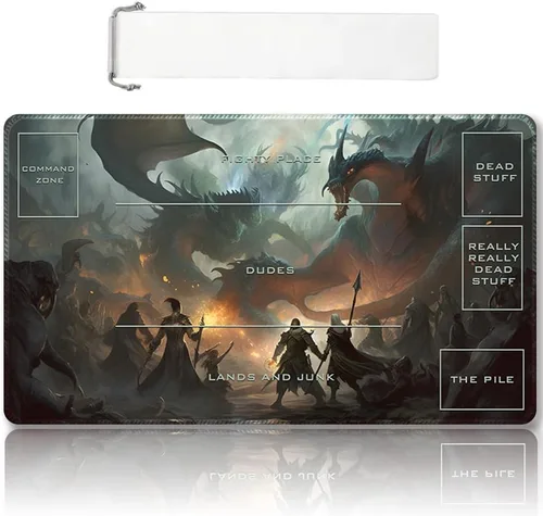Vista 63 de DAUXID Tapete de Juego MTG Cosido Premium con Zonas y Respaldo de Goma Antideslizante, Tapete de Juego TCG para MTG y Otros Juegos de Cartas, Diseño