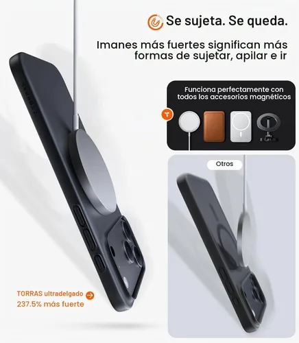 Vista 5 de TORRAS Funda magnética delgada para iPhone 18 Pro Max Ultra Thin, negro 1-negro
