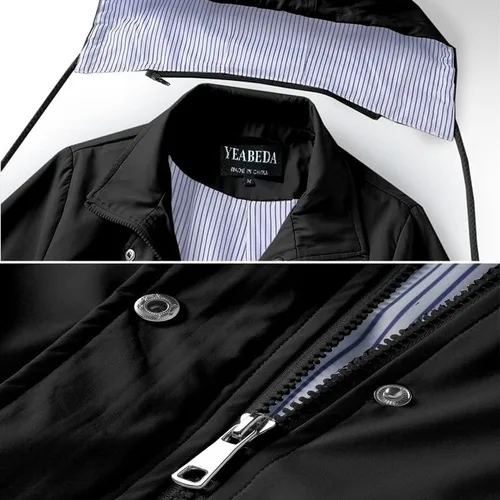 Vista 3 de Chubasquero impermeable para mujer, con capucha, ligero, cortavientos, gabardina, con forro a rayas