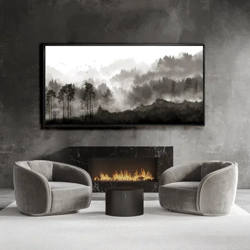 Vista 3 de Arte de pared con árboles para sala de estar; grandes pinturas artísticas en lienzo para dormitorio; cuadros en blanco y negro enmarcados