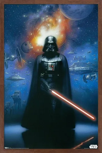 Vista 17 de Trends International Star Wars: Saga - Póster de pared de Vader in Space, 14.725 x 22.375 pulgadas, versión enmarcada de madera de granero