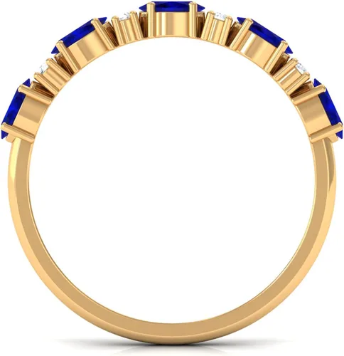 Vista 16 de Natural Blue Sapphire Diamond Wedding Band, AAA Quality, Blue Sapphire East West Ring For Women - Ideal For Gift