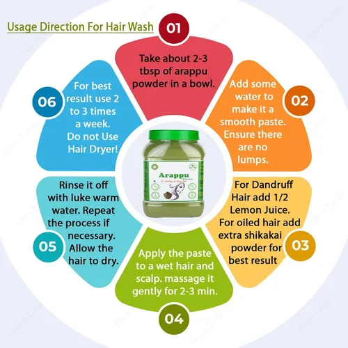 Vista 2 de MA Polvo 100% Natural Arappu para lavado de cabello herbario - (17.64 oz)