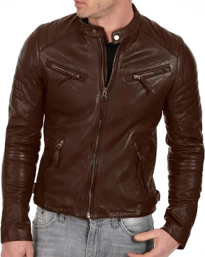 Vista 3 de Chaqueta clásica de piel de cordero de Nueva Zelanda para hombre
