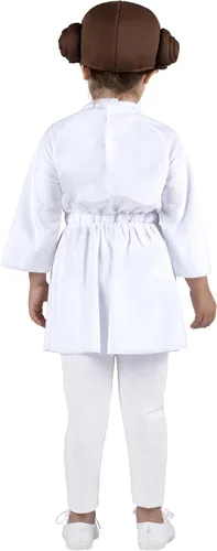 Vista 9 de Star Wars - Disfraz de princesa Leia para niñas, vestido de tela y cinturón con tocado de tela