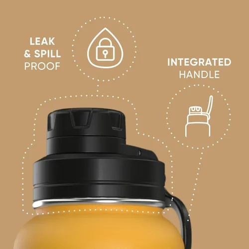 Vista 2 de Hydrapeak - Botella de agua de 32 onzas, con tapa Chug, reutilizable, de acero inoxidable, a prueba de fugas, aislamiento térmico al vacío de doble
