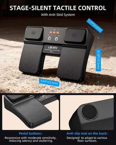 Vista 7 de LEKATO Girador de páginas inalámbrico Bluetooth para iPad, tabletas, teléfonos Android e iOS, pedal silencioso USB iPad para músicos, control