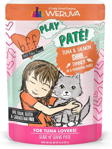 Vista 19 de Weruva B.F.F. PLAY - Best Feline Friend Paté Lovers, Aw Yeah!, Beef & Atún Ta Da! con carne de res y atún, bolsa de 3 onzas (paquete de 12)