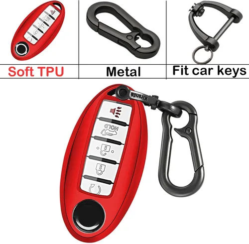 Vista 6 de Kirsnda Funda para llavero con llavero, funda de TPU suave, 3/4/5 botones compatible con Altima Rogue Maxima Sentra Armada Sedan Murano Pathfinder