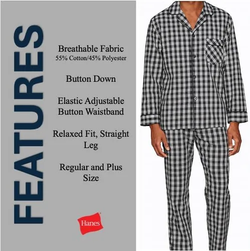 Vista 3 de Hanes Conjunto de pijama tejido liso para hombre