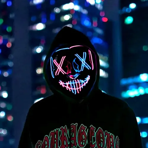 Vista 3 de Máscara de Halloween máscara facial de Halloween con luz LED para festivales cosplay Halloween fiestas de máscaras carnaval regalos