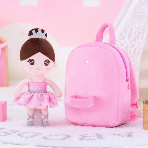 Vista 8 de Gloveleya Mochila para niñas pequeñas con suave muñeca bailarina rosa a partir de 2 años