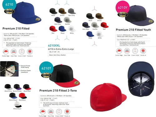 Vista 3 de Sombrero personalizado Flexfit 210 Personalizar Añadir su propio texto Bordado Flatbill