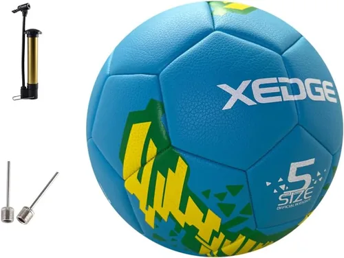 Vista 4 de XEDGE Balón de fútbol de tamaño oficial, pelota de entrenamiento de tamaño 5 para niñas, niños, jóvenes, adolescentes, adultos, cosida a máquina