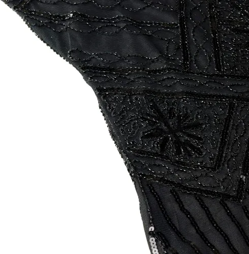Vista 4 de Vestido con flecos de lentejuelas estilo años 20 y Gran Gatsby con juego de accesorios de los años 20 también, Classic, XL, Negro-Negro