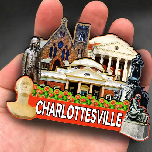 Vista 4 de Imán de madera de Charlottesville de Estados Unidos 3D para nevera, recuerdos coleccionables, decoraciones artesanales hechas a mano