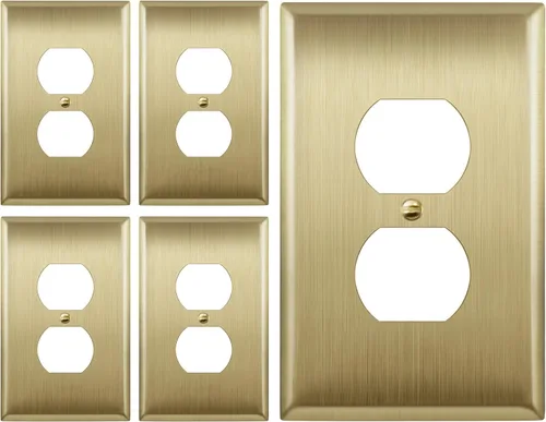 Vista 17 de LIDER Placa de pared de metal para receptáculo dúplex, cubierta de salida de acero inoxidable, resistente a la corrosión, tamaño mediano de 1