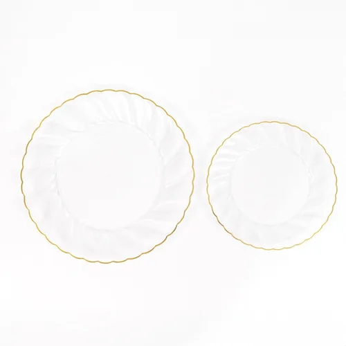 Vista 8 de Efavormart - Paquete de 10 platos de plástico transparente para fiestas, platos redondos desechables de postre de ensalada de 7.5 pulgadas con borde