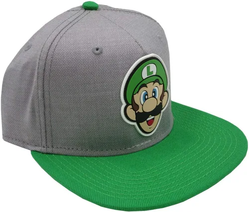 Vista 2 de BIOWORLD Nintendo Super Mario Bros - Gorra Snapback con logotipo de goma Luigi