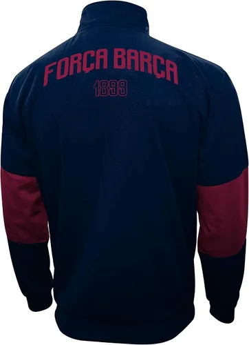 Vista 2 de Icon Sports Chaqueta deportiva de fútbol – Equipo oficial del World Football Club Team con cremallera completa para adultos, Fc Barcelona-azul marino