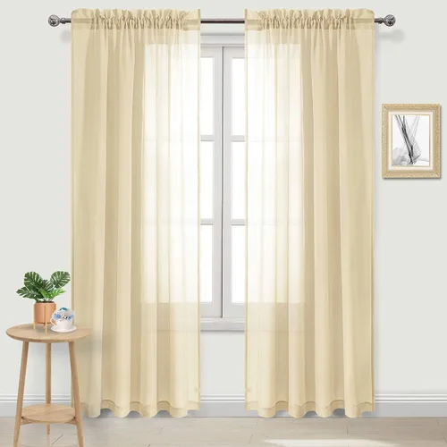 Vista 127 de DWCN Cortinas Transparentes Aqua de Voile Semitransparente con Bolsillo para Barra para Dormitorio y Sala de Estar, 36 x 36 pulgadas de Largo, Juego