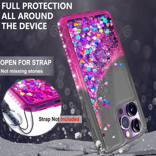 Vista 6 de STARSHOP Funda compatible con iPhone 13 Pro Max, con [protector de pantalla de vidrio templado incluido] Liquid Bling Sparkle Flotante Glitter