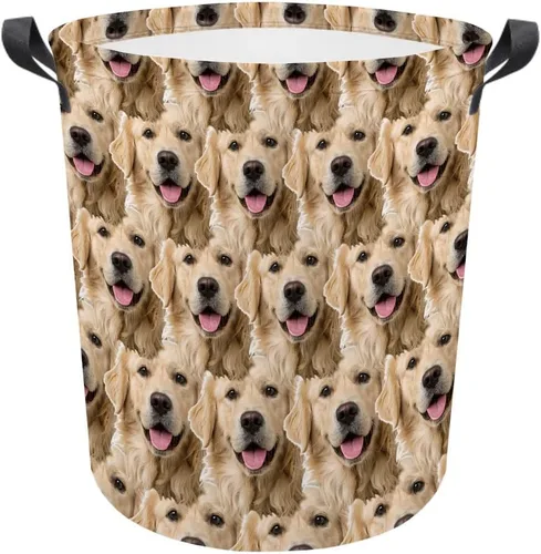 Vista 14 de Cesta de lavandería con cara de perro, cesta de lavandería plegable con asa de tela impermeable, caja de juguetes, cesta de almacenamiento de ropa