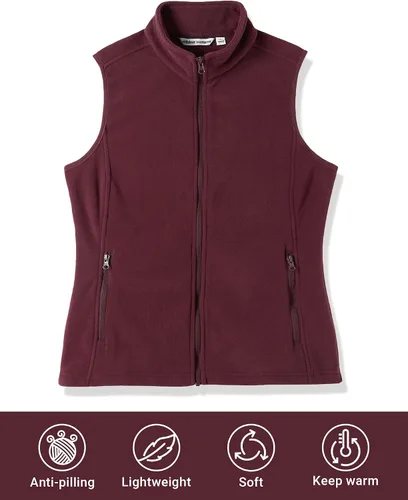 Vista 5 de Outdoor Ventures Chaleco de forro polar con cremallera para mujer, con bolsillos, cálido chaleco sin mangas para otoño e invierno