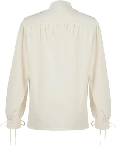 Vista 3 de Teyujosem Camisa medieval gótica renacentista de manga larga con cordones para hombre