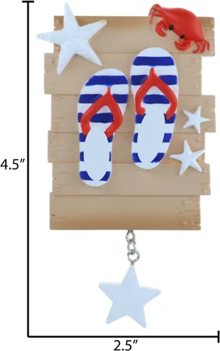 Vista 3 de Adorno personalizado para parejas 2024 – Adorno de chanclas, regalos para parejas, adornos de Navidad para parejas, playa, boda, playa, adornos