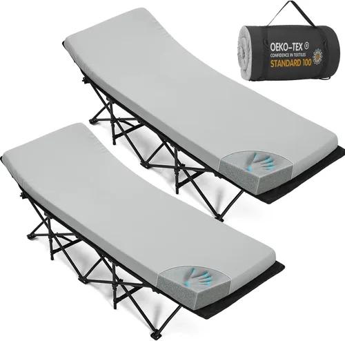 Vista 10 de CYMULA Camping Cot Mattress 3in Memory Foam Sleeping Pad,Soft Warm Non-Slip Camping Mattress Topper with Retaining for Adults,Portable Roll up Pad