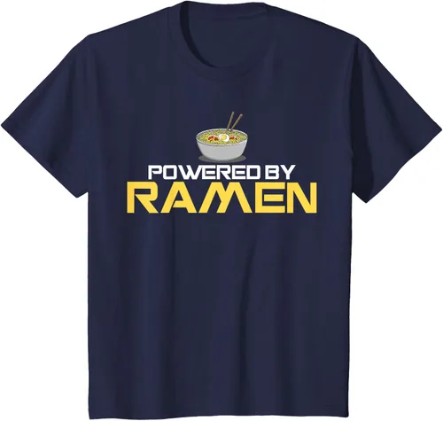 Vista 54 de Camiseta de fideos de anime japoneses Powered By Ramen, Negro, S