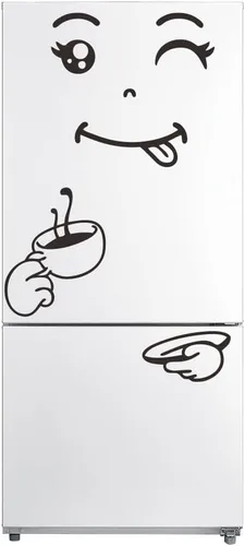 Vista 6 de Calcomanía de pared de cara de café de dibujos animados, etiqueta engomada