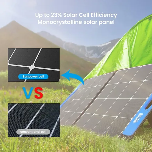 Vista 4 de XTAR Panel solar SP100 de 100 W, panel solar portátil de energía solar, panel solar plegable con cargador independiente, panel de energía solar