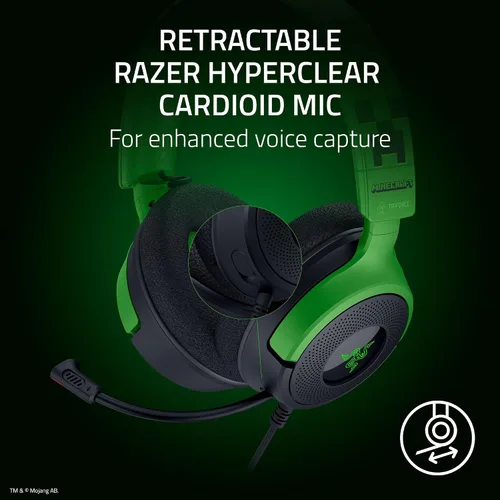 Vista 4 de Razer Kraken V4 X Minecraft Edition Auriculares USB con cable para juegos de PC
