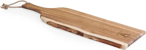 Vista 2 de PICNIC TIME Monogram - A - Tabla de embutidos de acacia personalizada de 24 pulgadas con borde de madera cruda, tabla de queso, plato para servir