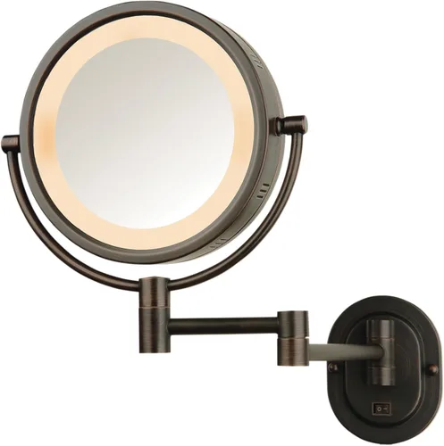 Vista 10 de JERDON Espejo de maquillaje montado en la pared con aumento 5X - Espejo de maquillaje negro con luces LED - Cable directo - Modelo HL65BKD