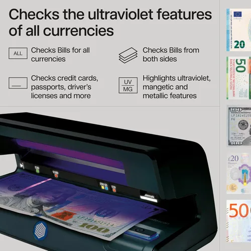 Vista 2 de Safescan Detector de billetes falsificados de 70 UV, tamaño pequeño, ligero, ideal para facturas, identificación, tarjetas de crédito, se adapta a
