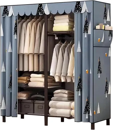 Vista 22 de large closets Folding Closet with Cloth Cover Clothes Closet Portable Wardrobe Closet Metal Iron Frame Closets for Bedroom Large Closet Space-saving