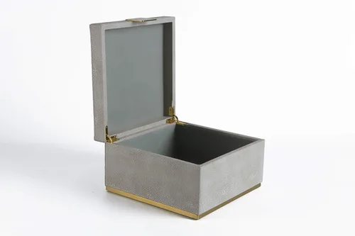 Vista 5 de Ivory Shagreen - Organizador decorativo cuadrado para decoración del hogar, joyero de almacenamiento de piel sintética, accesorios para hombres