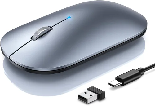 Vista 8 de TECKNET Ratón Bluetooth para MacBook, [USB + BT5.0 + BT3.0] Ratón inalámbrico recargable, clic silencioso, 4 niveles DPI, ratones de computadora