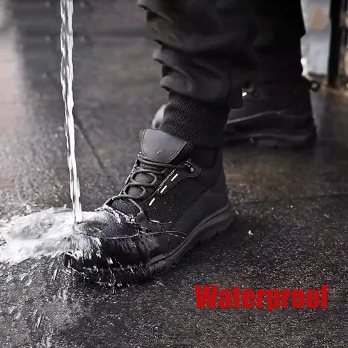 Vista 3 de ulogu Zapatos de punta de acero para hombres y mujeres, impermeables, antideslizantes, ligeros, indestructibles, zapatos de trabajo para techos