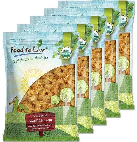 Vista 7 de Food to Live Anillos de piña seca orgánica, 2 libras sin OMG, sabroso aperitivo de fruta masticable, vegano, sin sulfatos, sin azúcar añadido, a