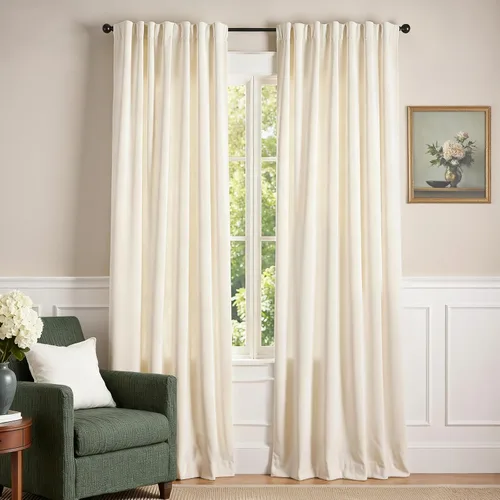Vista 22 de Lazzzy - Cortinas de terciopelo blanco de 63 pulgadas de largo para sala de estar o dormitorio, cortinas con filtro de luz, aislación térmica