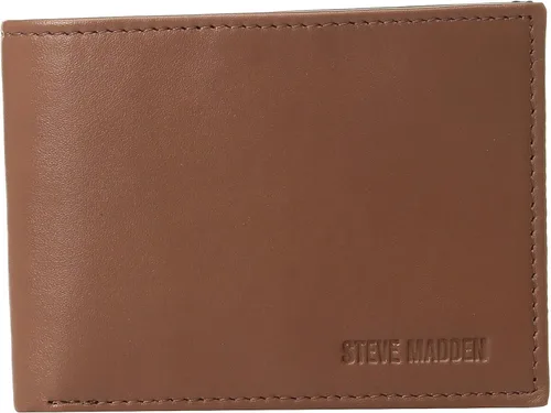 Vista 6 de Steve Madden Cartera delgada de cuero para hombre con bolsillos abatibles adjuntos de capacidad adicional Negro (guante)