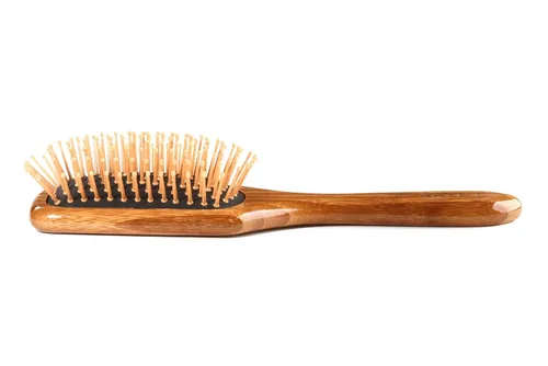 Vista 3 de Bass Cepillos Cepillo para peinar y desenredar Pin de nailon de grado profesional Mango de bambú puro Paleta pequeña Acabado sólido Modo