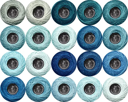 Vista 24 de Hilo de ganchillo clásico de 20 colores, paquete de 20 unidades, 100% algodón (azul aciano-553-3838)