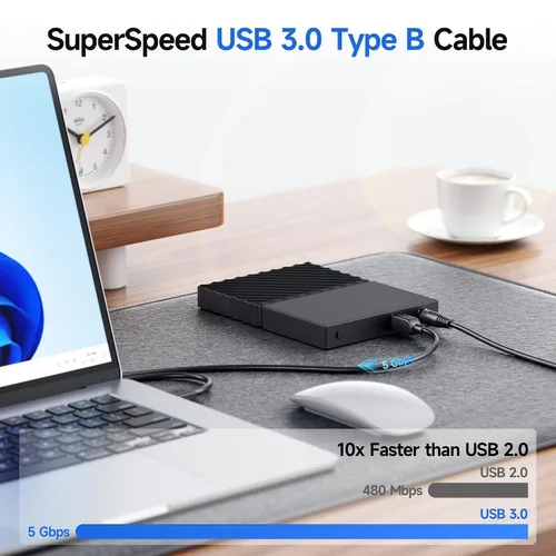 Vista 5 de Cable Matters cable USB 3.0 tipo A a B de máxima velocidad, Negro