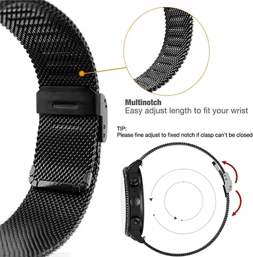 Vista 9 de Correa de reloj de 0.866 in de malla de acero inoxidable ajustable compatible con Amazfit Falcon T REX 2 Ultra